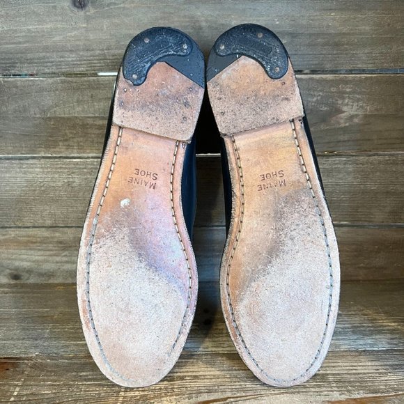 Womens Allen Edmonds Maine Shoe Black "Croc" Leather Penny Loafers Size 8 AA GUC - Picture 4 of 5